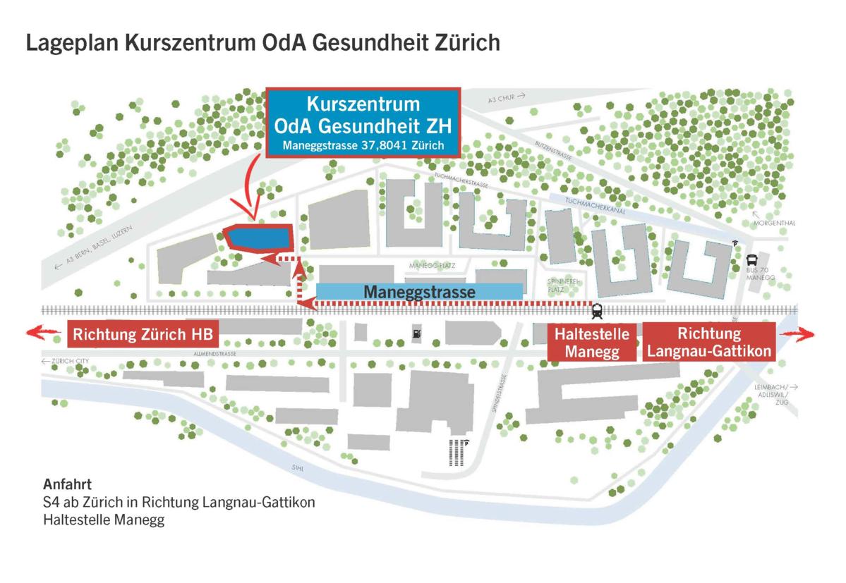 Lageplan OdA Gesundheit Zürich